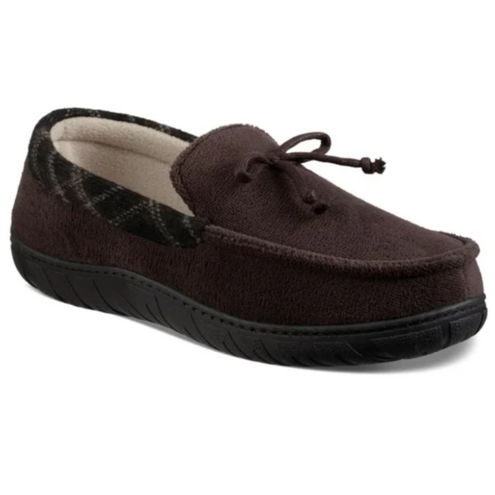 Totes Toasties Mens Slippers US 11-12 XL Chocolate Brown Memory Foam Loafer NEW